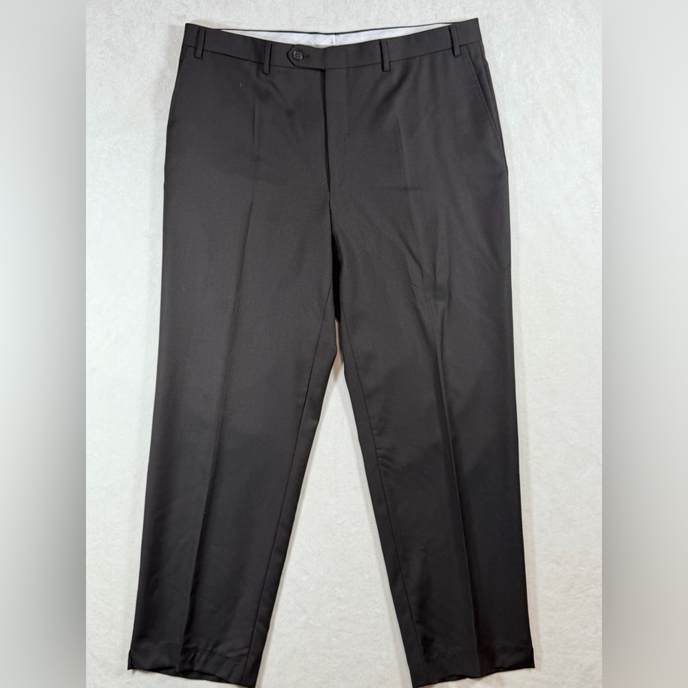 Canali 100% Wool 37W 31L Chocolate Micro Herringbone Lux Made in Italy Trousers